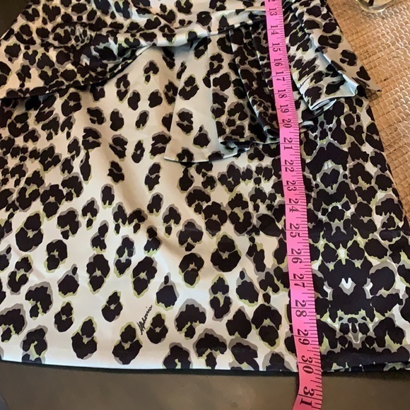 Alphorria Leopard Print Black/Tan Strapless‎ Mini Side Pleated Dress Size P/4 - Picture 9 of 12